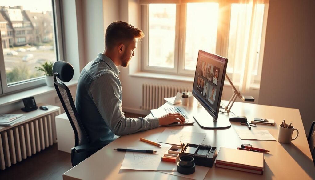 freelancer working on design project