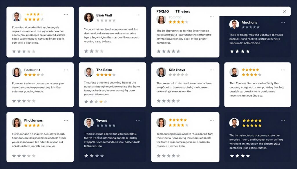 Collage of trader testimonials and reviews for FTMO and The5ers