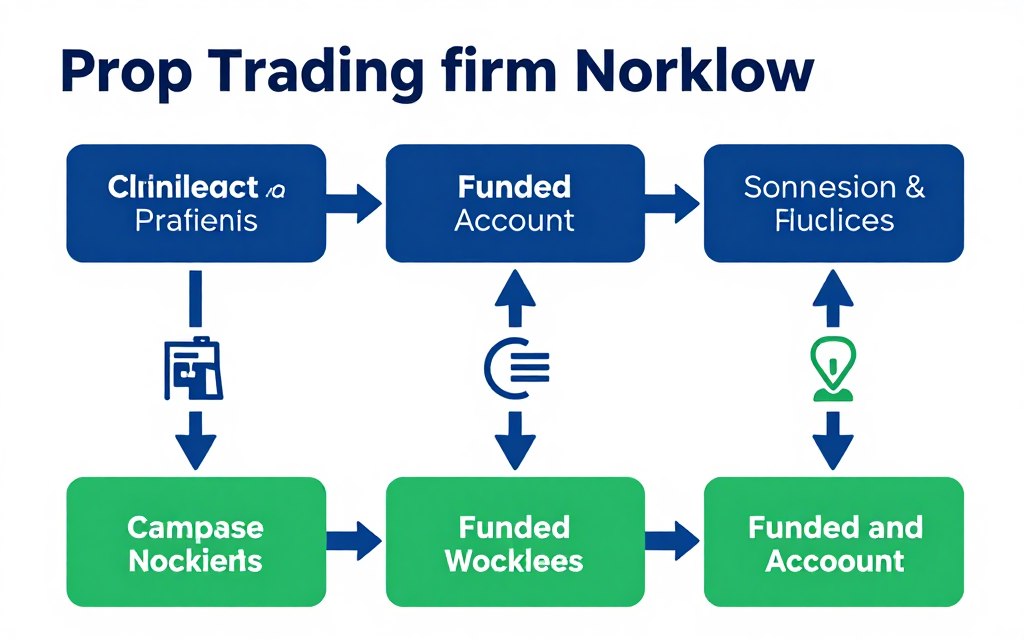 Diagram showing how proprietary trading firms work with trader evaluation process