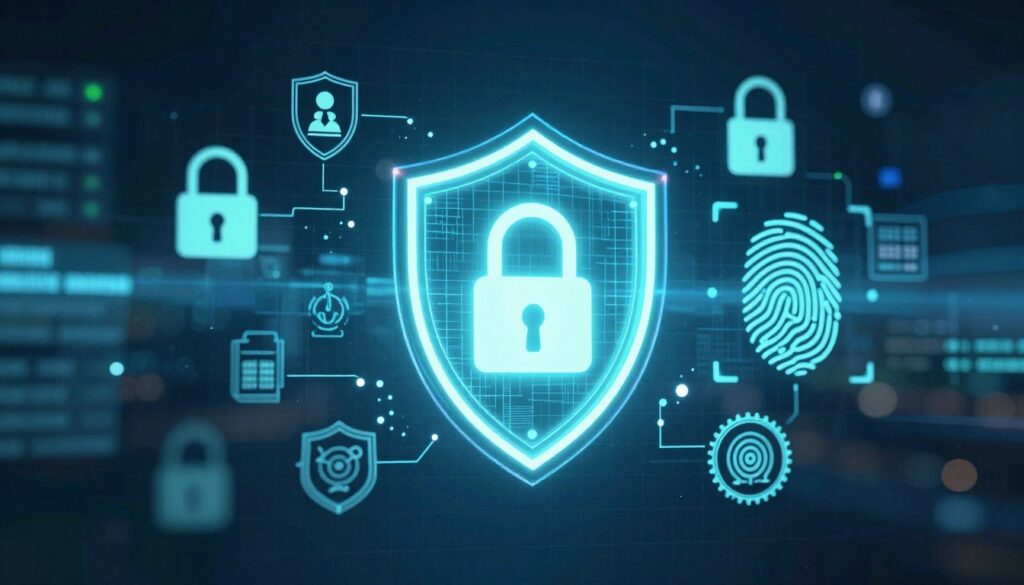 Digital security concept with encryption