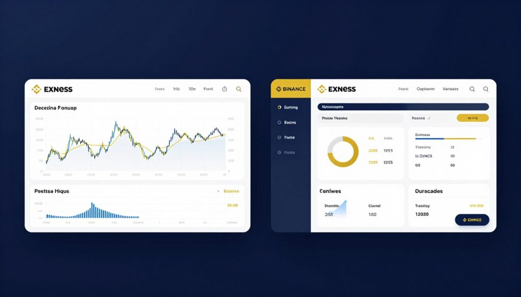 Exness vs Binance comparison 2026 trading platforms dashboard