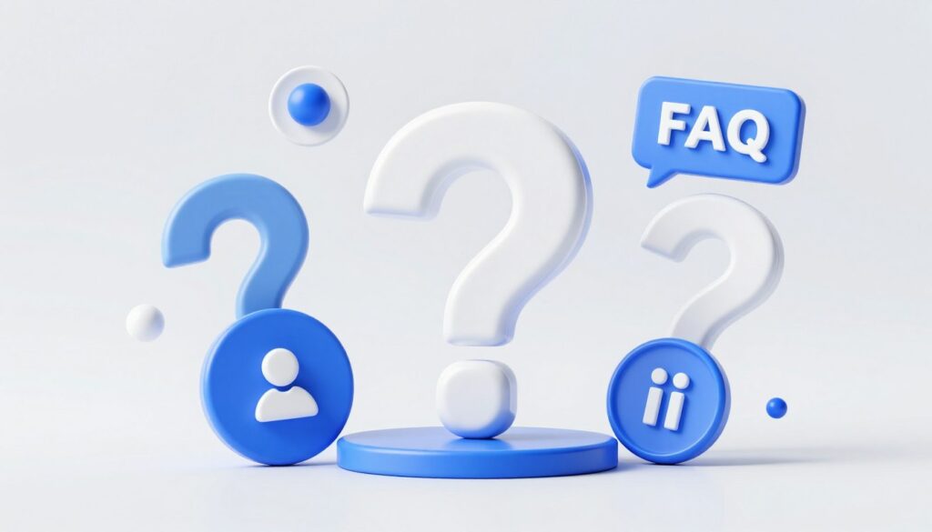 FAQ concept with question marks