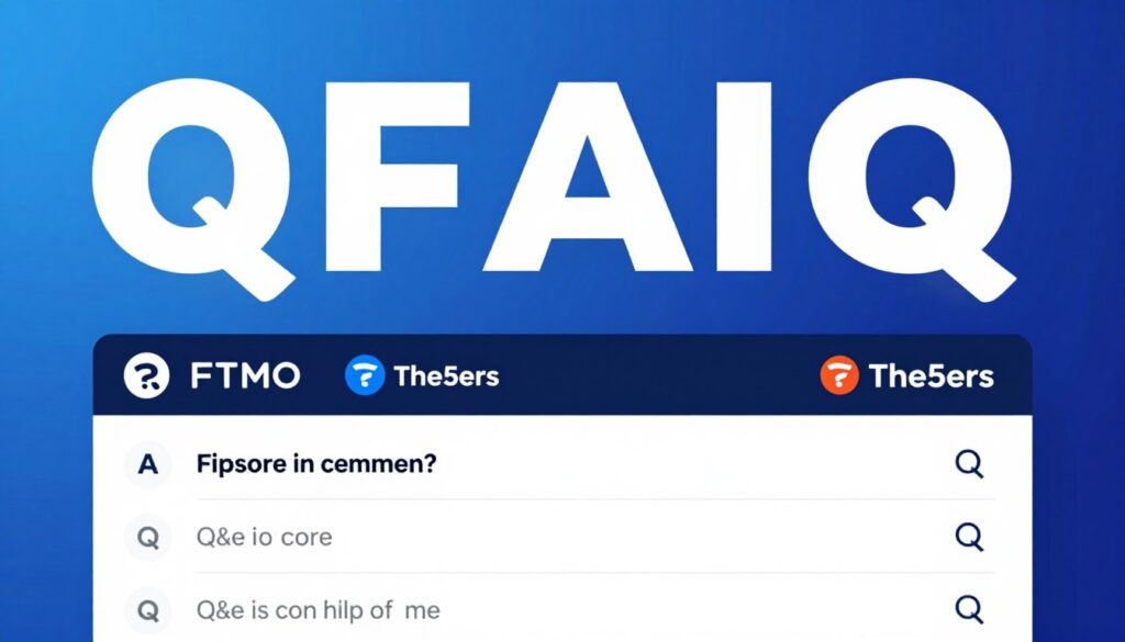 FAQ section graphic with question marks and answers for FTMO vs The5ers