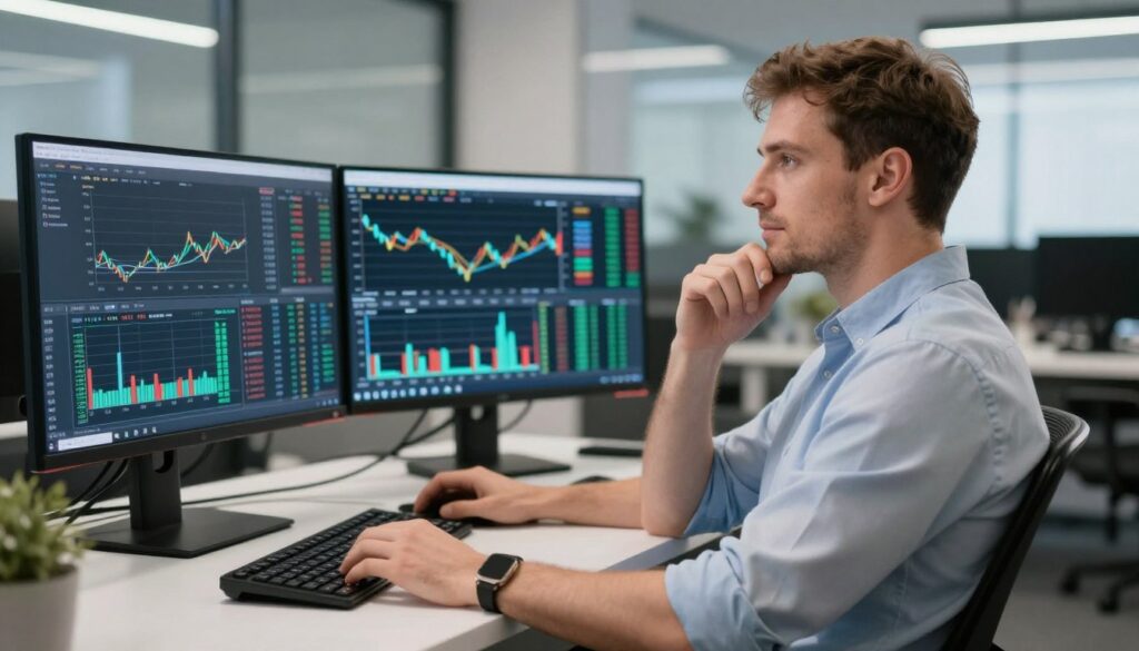 Successful trader making decision