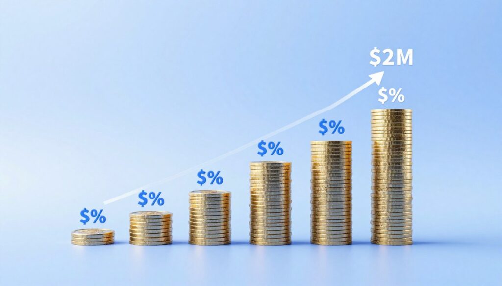 Account scaling progression showing growth from small to large capital allocation