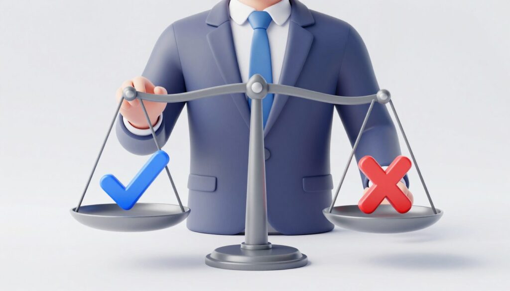 Balanced scale showing pros and cons of different prop trading firms