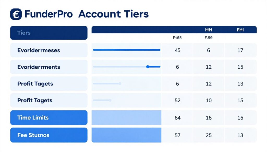 FunderPro account types and evaluation structure