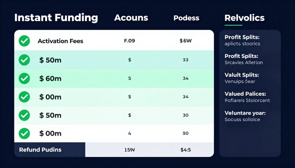 Instant Funding account types and fee structure
