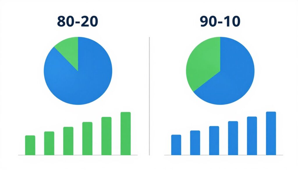 Profit split comparison showing percentage distributions between trader and prop firm