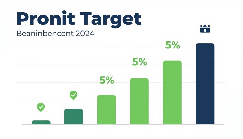 Profit target achievement chart showing progressive trading goals