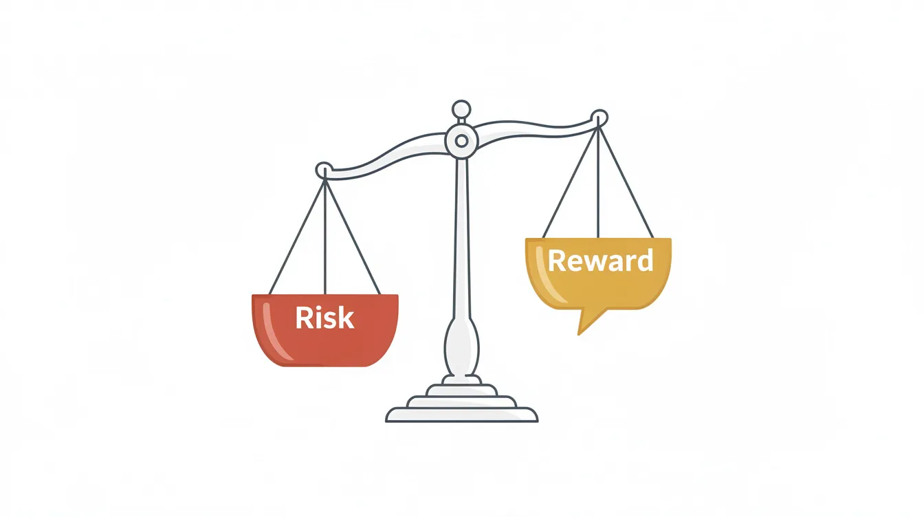 The image depicts a balance scale symbolizing the concept of risk versus reward, a crucial aspect of trading strategies in the stock market. This illustration emphasizes the importance of risk management for successful traders as they navigate financial markets and make informed trading decisions.